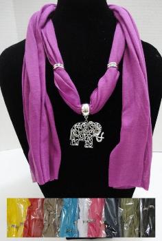 Scarf Necklace-Scrollwork Elephant 70"